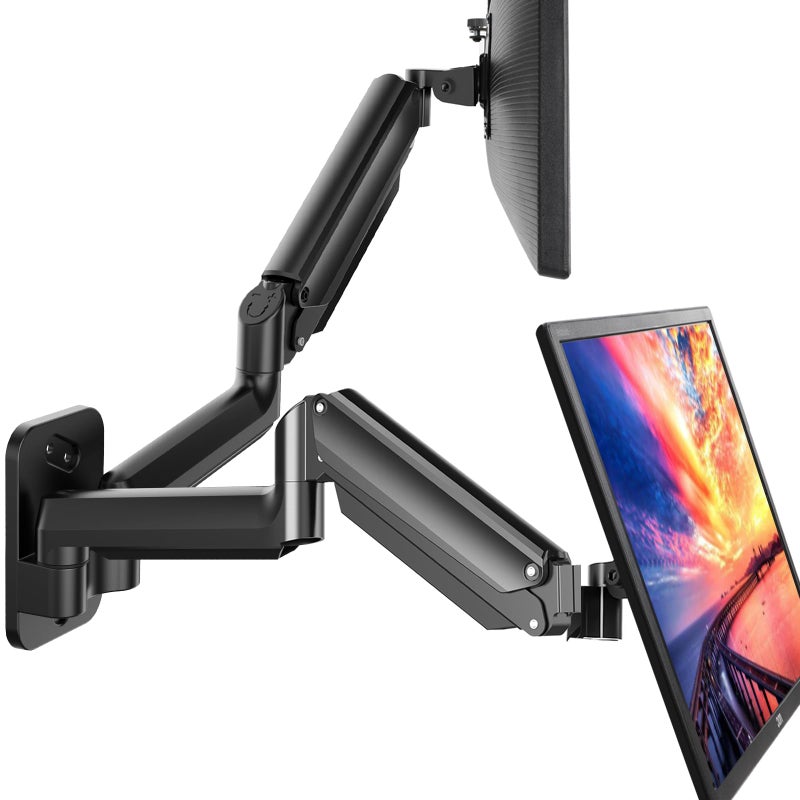 HUANUO Gaming Dual Monitor Wall Mount for 17-32 Inch Computer Screen Mount (4.4-17.6lbs Per Arm) - VESA 75x75/100x100 Height Adjustable Stand for Dual Monitors - Home Office Desk Setup - Image 1